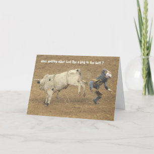 Grappige Rodeo over de heuvel Verjaardag, Bull Rid Kaart