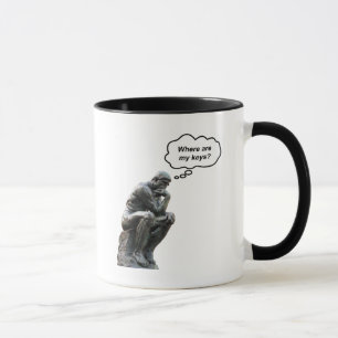 Grappige Rodin's Denker Beeld - Waar Zijn Mijn Sle Mok