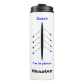 Grappige roeicoach in de sport thermosbeker (Voorkant)