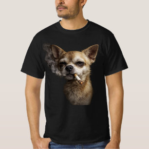 Grappige Roken Chihuahua — Vintage Y2K Grunge Hond T-shirt