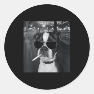 Grappige Roken Hond Meme Sigaret Gen Z Meme Hond L Ronde Sticker