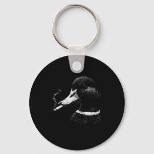Grappige rokende eend jacht wilde eend roken sleutelhanger