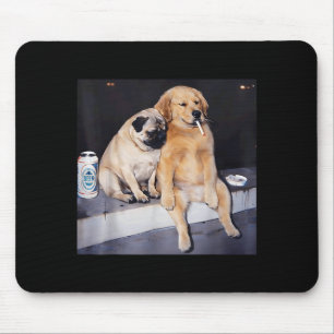 Grappige rokende hond pug meme golden retriever me muismat