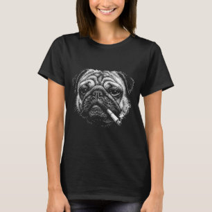 Grappige rokende pug sigaret meme rokerige hond t-shirt