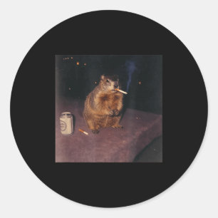 Grappige Rokkende Bosmarmot Sigaret Gen Z Retro Me Ronde Sticker
