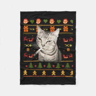 Grappige Rokkende Kat Meme Kerstmis Horrelijke Tru Fleece Deken