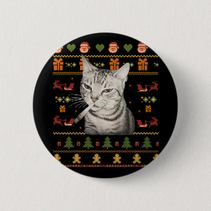 Grappige Rokkende Kat Meme Kerstmis Horrelijke Tru Ronde Button 5,7 Cm