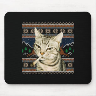 Grappige Rokkende Kat Meme Kerstmis Horrorsweater Muismat
