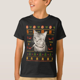 Grappige Rokkende Kat Meme Kerstmis Horrorsweaters T-shirt