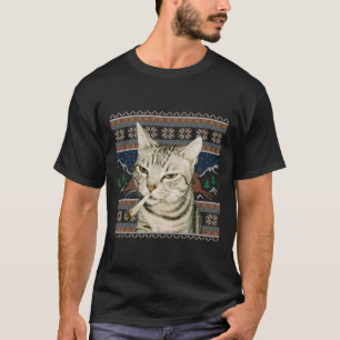 Grappige Rokkende Kat Meme Kerstmis Lelijke Trui K T-shirt