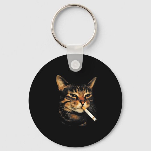 Grappige Rokkende Kat Sigaret Kitten Meme Stomme H Sleutelhanger (Voorkant)