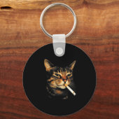 Grappige Rokkende Kat Sigaret Kitten Meme Stomme H Sleutelhanger (Voorkant)