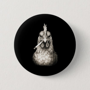 Grappige Rokkende Kip Sigaret Gen Z Meme Boerderij Ronde Button 5,7 Cm