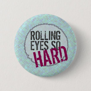 Grappige rollende ogen ZO HARD Paarse Aqua Ronde Button 5,7 Cm