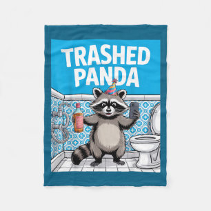Grappige rommelige panda wasbeer wordt dronken 1ff fleece deken