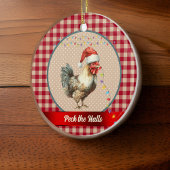 Grappige Rooster Peck de Hallen Kerstverlichting Keramisch Ornament