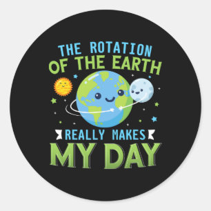 Grappige rotatie van Earth Science Teacher Earth D Ronde Sticker