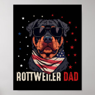 Grappige Rottweiler Dad USA sterren 4 juli vaders Poster