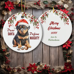 Grappige Rottweiler Definieer ondeugende kerst Keramisch Ornament