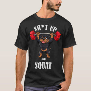 Grappige Rottweiler Fitness Squat Workout Gewichth T-shirt