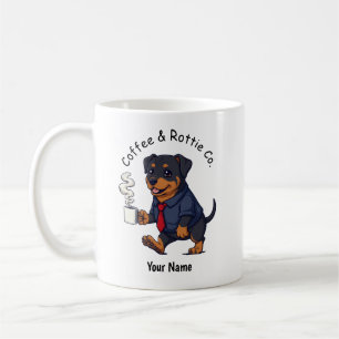 Grappige Rottweiler-hond Zakelijke Kleding Koffie Koffiemok