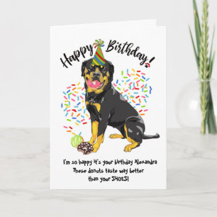 Grappige Rottweiler Hondenverjaardag Kaart Donuts