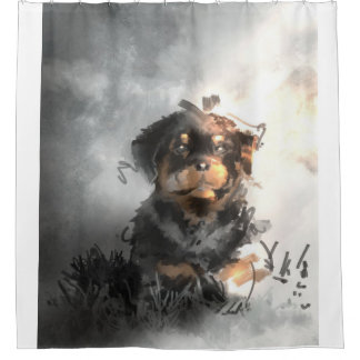 Grappige Rottweiler Puppy Digitale Kunst Gift Douchegordijn