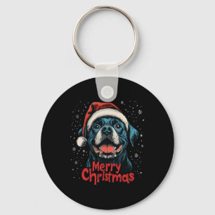 Grappige Rottweiler Santa Merry Christmas Rottie L Sleutelhanger