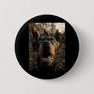 Grappige Rottweiler Selfie Met Zombies Griezelen Ronde Button 5,7 Cm