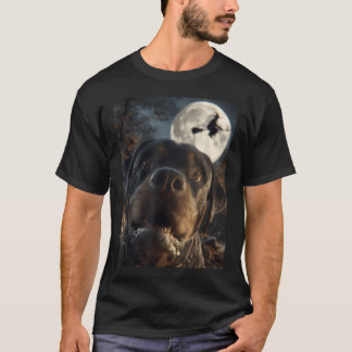 Grappige Rottweiler Selfie Volle Maan Vliegende He T-shirt