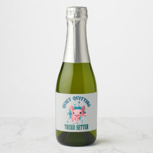 Grappige Roze Axolotl Stille Stopper Trendsetter Sparkling Wijnetiket