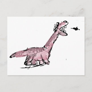 Grappige Roze Dinosaurus Ansichtkaart Briefkaart