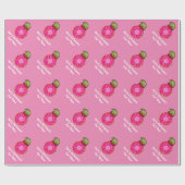 Grappige roze donut met elf pet aangepaste kerst cadeaupapier (Vlak)