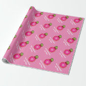 Grappige roze donut met elf pet aangepaste kerst cadeaupapier (Uitgerold)