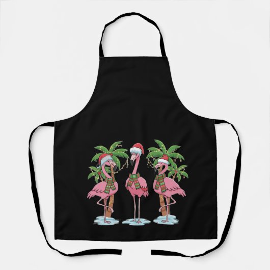 Grappige roze flamingo "Dromen van een roze kerst Schort (Voorkant)