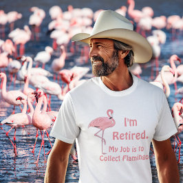 Grappige roze flamingo's met pensioen t-shirt