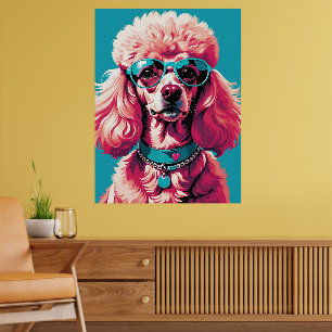Grappige roze Glam Poodle in tinten Poster