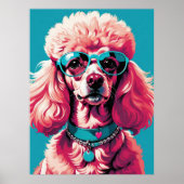 Grappige roze Glam Poodle in tinten Poster (Voorkant)