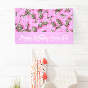 Grappige Roze Kat Patroon Spandoek