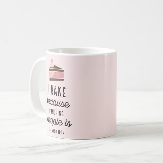 Grappige Roze Klassieke Mok Ik Bak Omdat Slaan (Voorkant links)