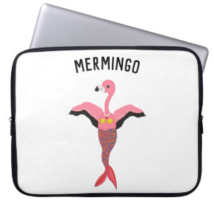 Grappige roze magische zeemeermin flamingo merming laptop sleeve