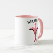 Grappige roze magische zeemeermin flamingo merming mok (Voorkant rechts)