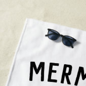 Grappige roze Mermingo Flamingo Mermaid zomer hand Strandlaken (In situ)