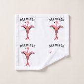Grappige roze mermingo flamingo zeemeermin matchin bad handdoek (Wasdoekje)