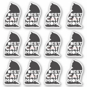 Grappige Roze Moederdag Beste Kattenmoeder Sticker