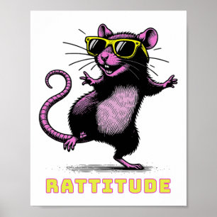 Grappige roze rat meme houding roze rat zonnescher poster
