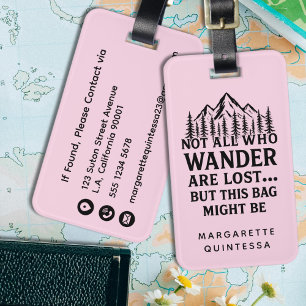 Grappige Roze Reis Humor Vet Typografie Cool Meisj Bagagelabel