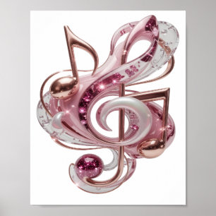 Grappige Roze ROZE MUZIEKNOTEN Ontwerp Poster