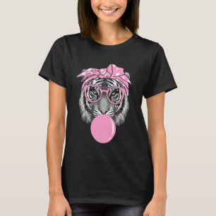 Grappige Roze Tijger Voor Meisje Bril & Roze Bubbl T-shirt