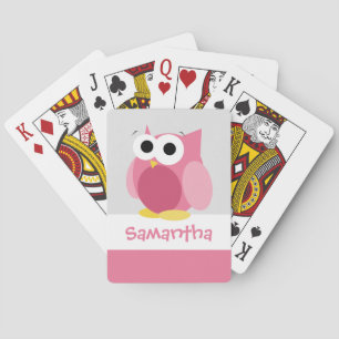 Grappige Roze Uil Kinderen Persoonlijke Speelkaart Pokerkaarten